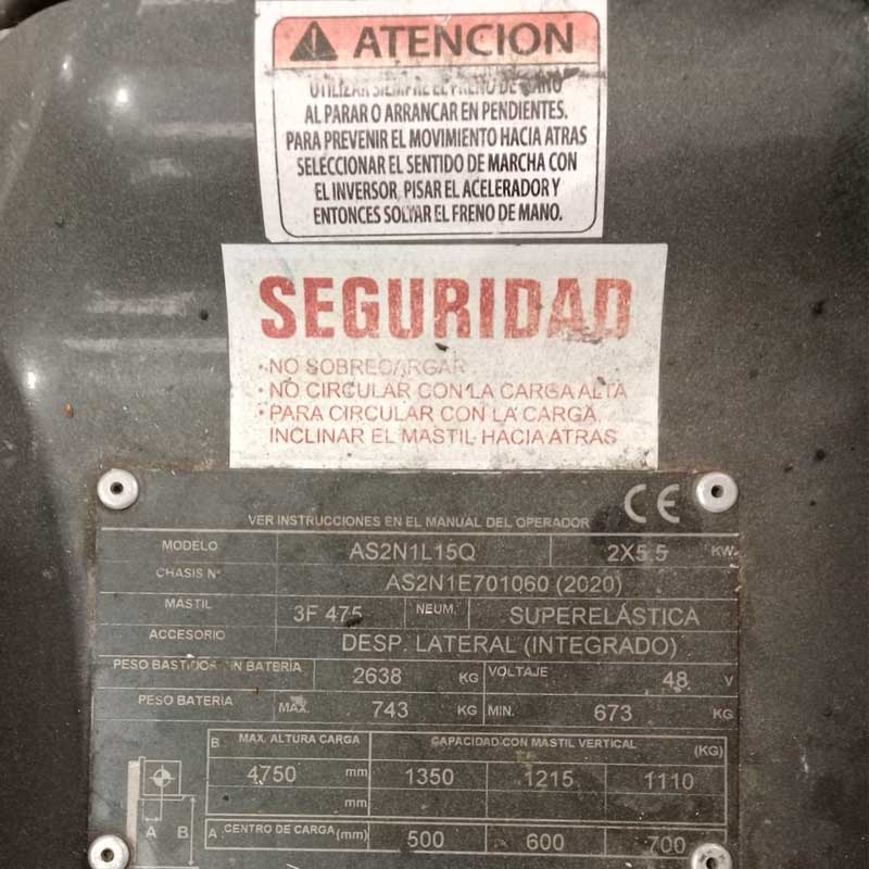 Electrica 1800kg | Mástil tríplex 4800mm TCM - Imagen 3