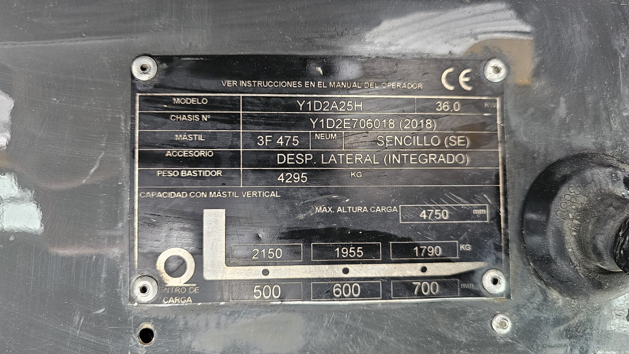 Electrica 2500kg | Mástil tríplex 6000mm TCM - Imagen 4